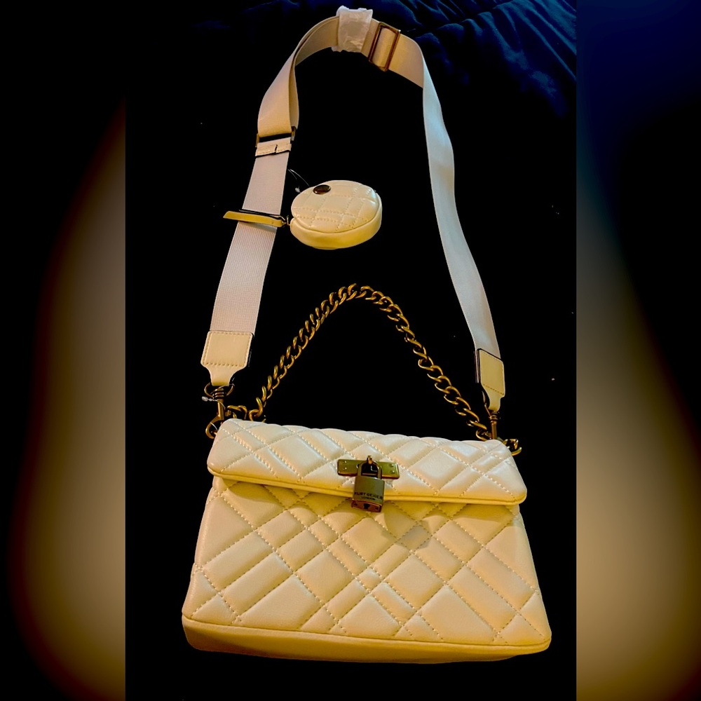 NWT! Kurt Geiger Brixton Lock Bag. (Natural) Duster included. Very classy!